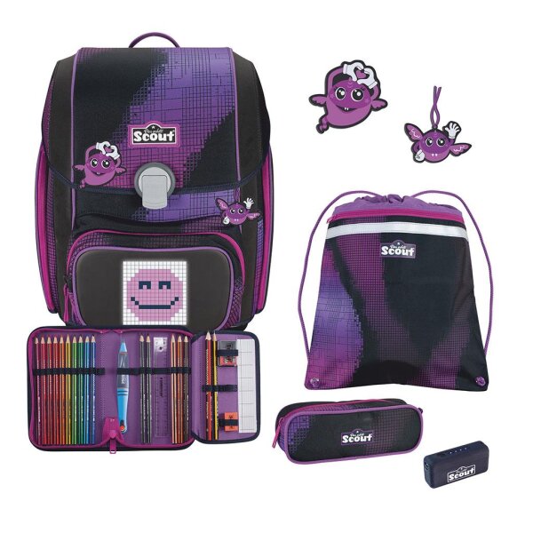 Scout Genius Set Movie Star - PINK PIXEL - Schulranzen-Set 4-teilig
