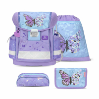 Belmil Classy Schulranzen-Set 4-tlg. - PURPLE BLUE BUTTERFLY