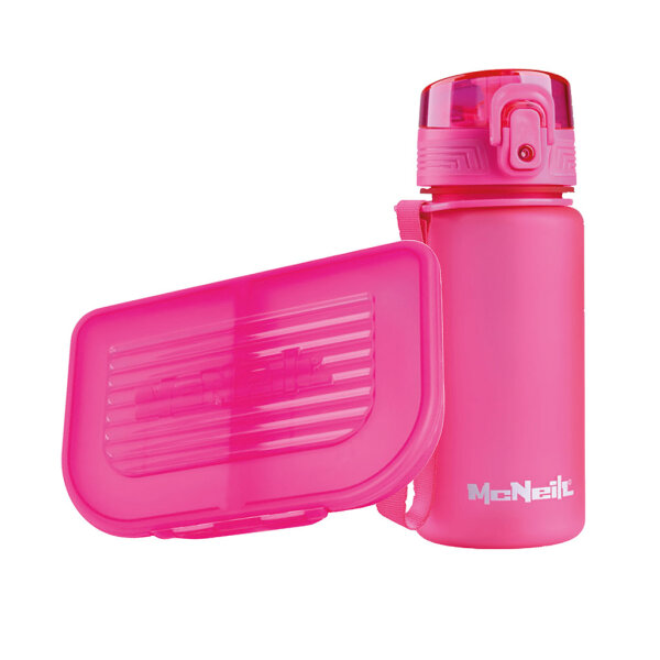 McNeill Brotdose flach und Flasche im Set pink